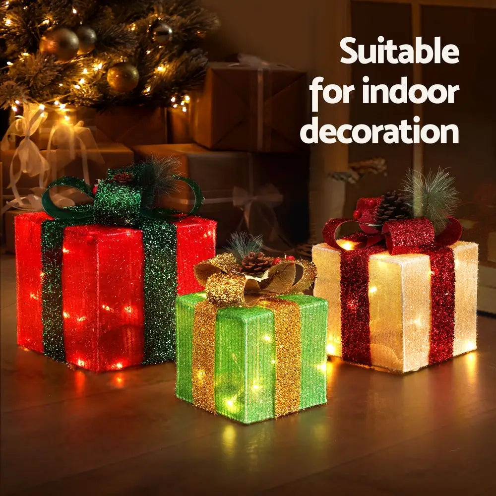 3 PCS Christmas Lights 60 LED Fairy Light Gift Box Jingle Jollys - Occasions > Christmas > Christmas Wreaths & Garlands