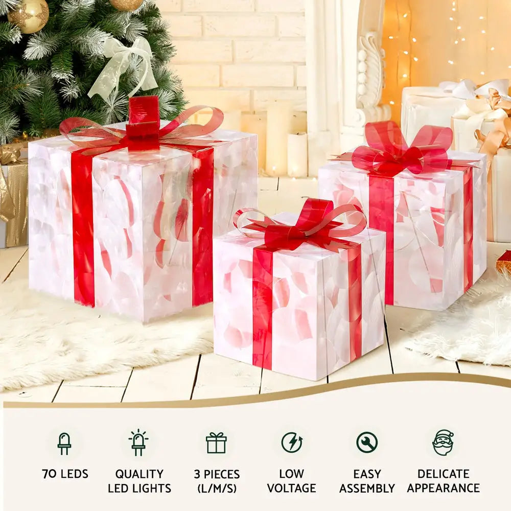 3 PCS Christmas Lights 70 LED Fairy Light Gift Box Jingle Jollys - Occasions > Christmas > Christmas Wreaths & Garlands