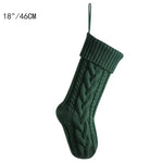 3 PCS Green Knitted Christmas Gift Bag with Decorative Stocking & Color Block Cable Knit - Large Capacity Holiday Gift
