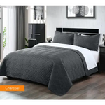 3 piece embossed comforter set king charcoal - Home & Garden > Bedding