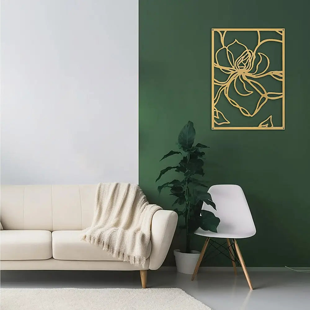 3 Piece Gold Flower Metal Wall Decor Abstract Floral Aesthetic Set of 3 - Home & Garden > Wall Art