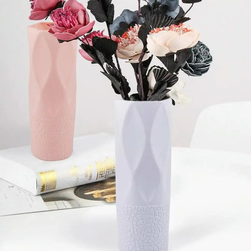 3-piece Plastic Vase Set for Dry and Wet Flower Arrangements and Floral Decor - Pink - Home & Garden > Decor > Vases &