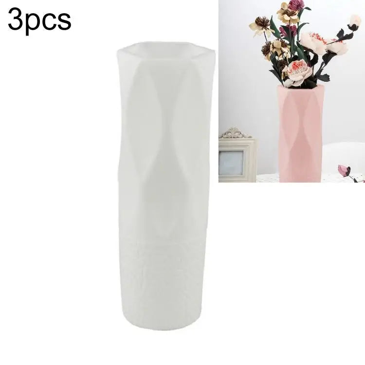 3-piece Plastic Vase Set for Dry and Wet Flower Arrangements and Floral Decor - White - Home & Garden > Decor > Vases &