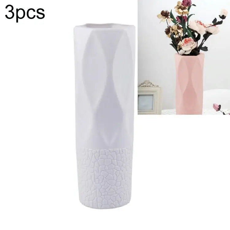 3-piece Plastic Vase Set for Dry and Wet Flower Arrangements and Floral Decor - Gray - Home & Garden > Decor > Vases &