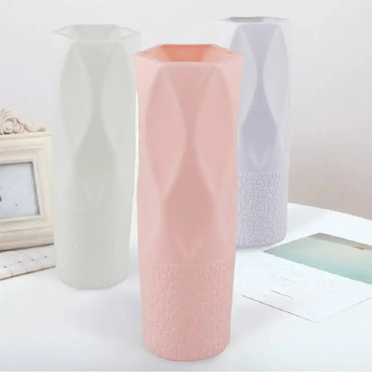 3-piece Plastic Vase Set for Dry and Wet Flower Arrangements and Floral Decor - Pink - Home & Garden > Decor > Vases &