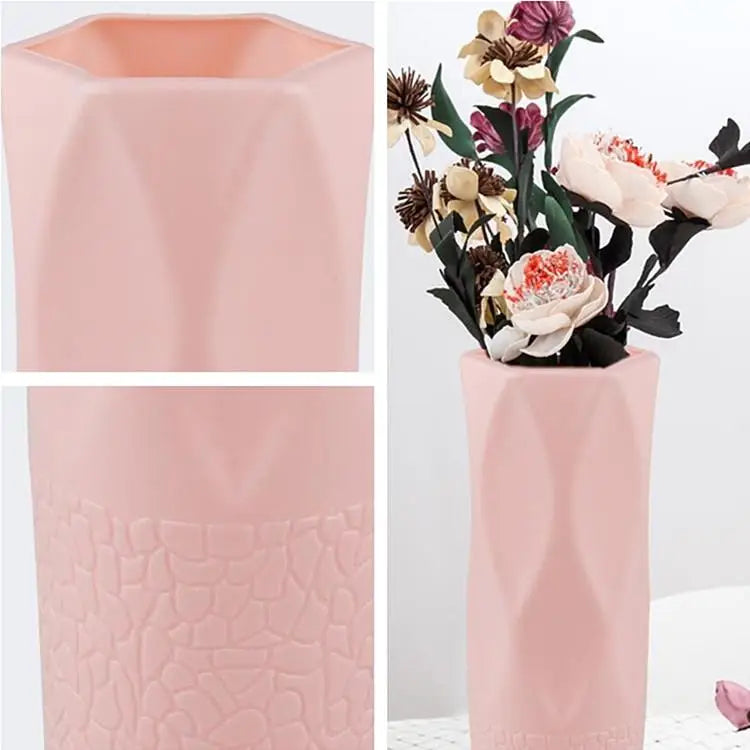 3-piece Plastic Vase Set for Dry and Wet Flower Arrangements and Floral Decor - Pink - Home & Garden > Decor > Vases &