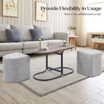 3 Piece Set Coffee Table & Ottoman Wood Side End Table Industrial - CREAM - Furniture > Bedroom