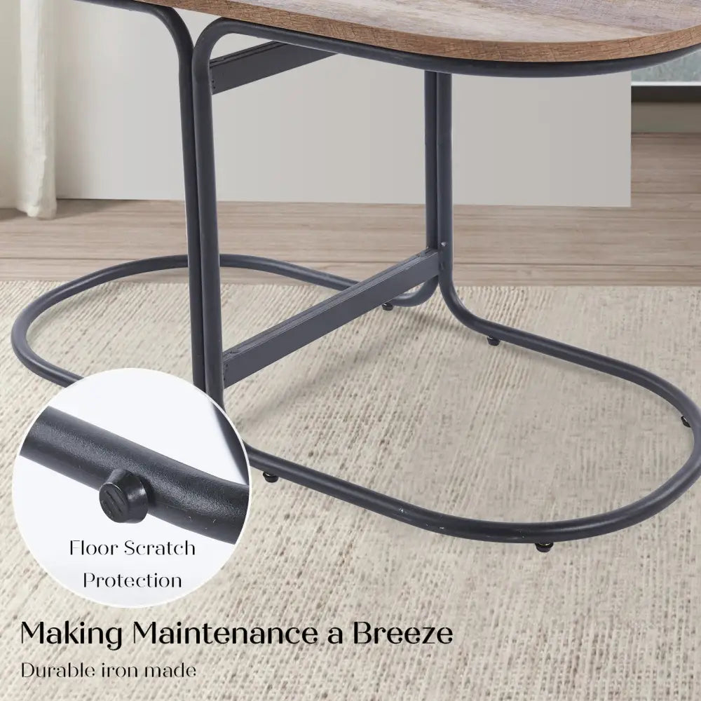 3 Piece Set Coffee Table & Ottoman Wood Side End Table Industrial - CREAM - Furniture > Bedroom
