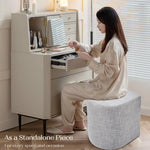 3 Piece Set Coffee Table & Ottoman Wood Side End Table Industrial - CREAM - Furniture > Bedroom