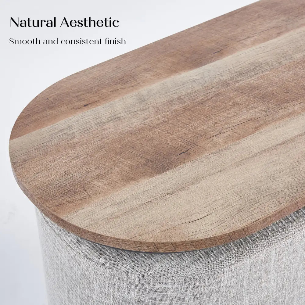 3 Piece Set Coffee Table & Ottoman Wood Side End Table Industrial - CREAM - Furniture > Bedroom