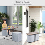 3 Piece Set Coffee Table & Ottoman Wood Side End Table Industrial - DARK GREY - Furniture > Office > Office & Desk