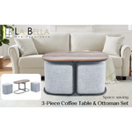 3 Piece Set Coffee Table & Ottoman Wood Side End Table Industrial - DARK GREY - Furniture > Office > Office & Desk