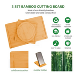 3 Pieces Bamboo Cutting Board with Juice Groove and Mobile Holder included for Home Kitchen - Home & Garden >