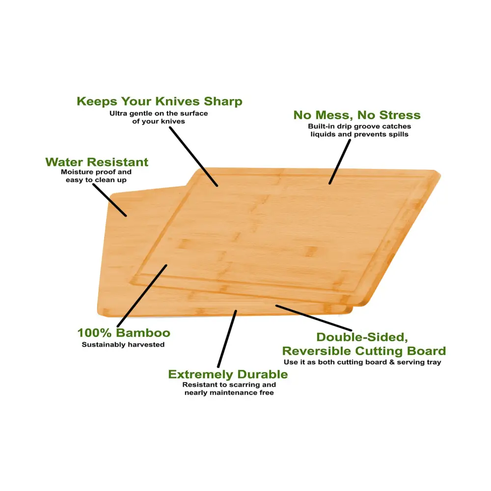 3 Pieces Bamboo Cutting Board with Juice Groove and Mobile Holder included for Home Kitchen - Home & Garden >