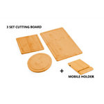 3 Pieces Bamboo Cutting Board with Juice Groove and Mobile Holder included for Home Kitchen - Home & Garden >