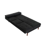 3 Seater Adjustable Sofa Bed With Cup Holder Black - Furniture > Sofas