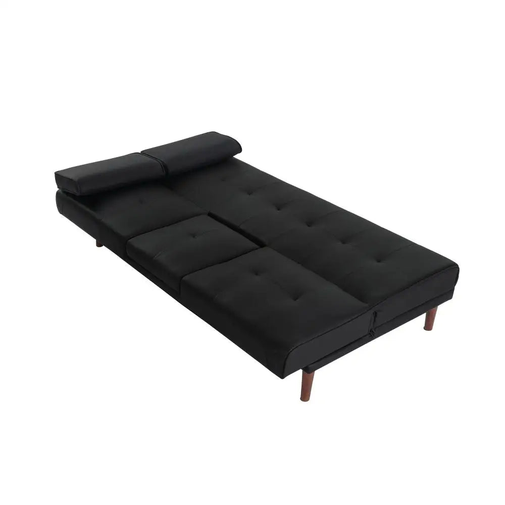 3 Seater Adjustable Sofa Bed With Cup Holder Black - Furniture > Sofas