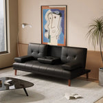3 Seater Adjustable Sofa Bed With Cup Holder Black - Furniture > Sofas
