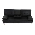 3 Seater Adjustable Sofa Bed With Cup Holder Black - Furniture > Sofas