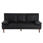 3 Seater Adjustable Sofa Bed With Cup Holder Black - Furniture > Sofas