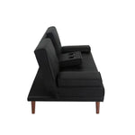 3 Seater Adjustable Sofa Bed With Cup Holder Black - Furniture > Sofas