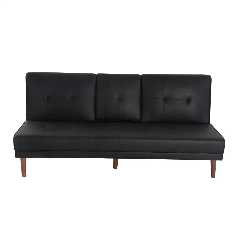 3 Seater Adjustable Sofa Bed With Cup Holder Black - Furniture > Sofas