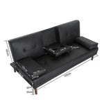 3 Seater Adjustable Sofa Bed With Cup Holder Black - Furniture > Sofas