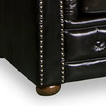 3 Seater Genuine Leather Upholstery Deep Quilting Pocket Spring Button Studding Sofa Lounge Set for Living Room Couch