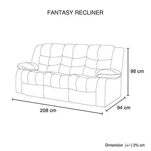 3 Seater Recliner Sofa In Faux Leather Lounge Couch in Black - Furniture > Bar Stools & Chairs > Arm Chairs & Recliners