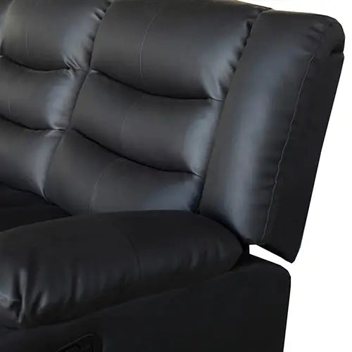 3 Seater Recliner Sofa In Faux Leather Lounge Couch in Black - Furniture > Bar Stools & Chairs > Arm Chairs & Recliners