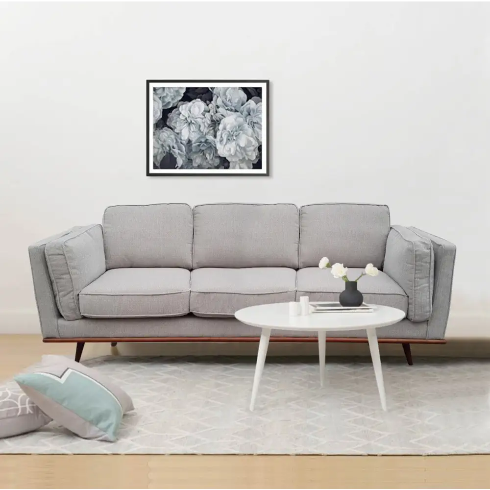 3 Seater Sofa Beige Fabric Modern Lounge Set for Living Room Couch with Wooden Frame - Furniture > Sofas