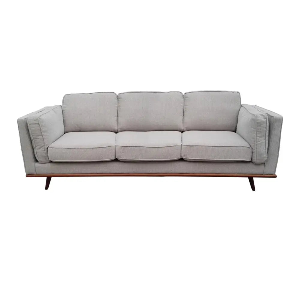 3 Seater Sofa Beige Fabric Modern Lounge Set for Living Room Couch with Wooden Frame - Furniture > Sofas