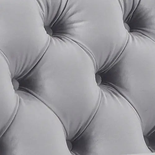 3 Seater Sofa Classic Button Tufted Lounge in Grey Velvet Fabric with Metal Legs - Furniture > Sofas