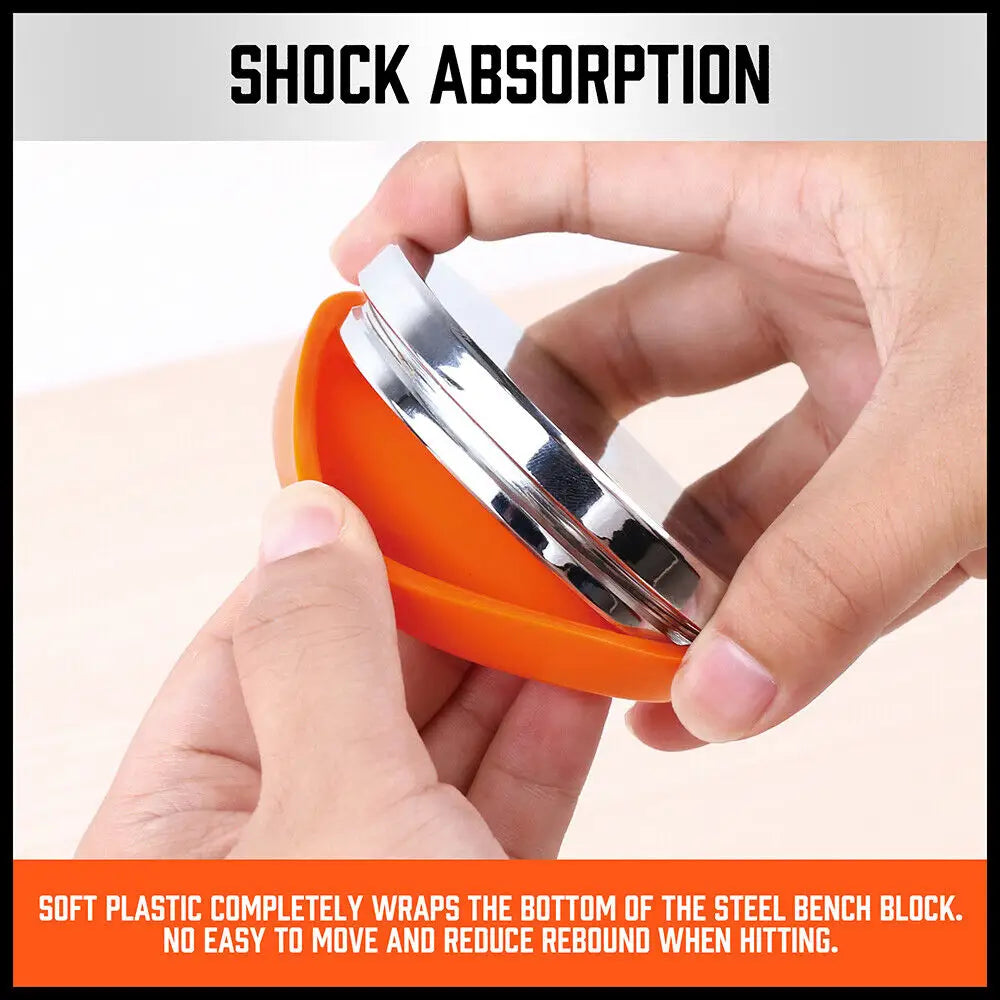 3’’ Steel Bench Block Round Jewelry Stamping Tool Mirror Polishing with 2-Punches - Home & Garden > DIY > Kitchen &