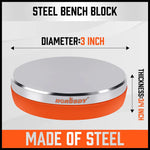 3’’ Steel Bench Block Round Jewelry Stamping Tool Mirror Polishing with 2-Punches - Home & Garden > DIY > Kitchen &