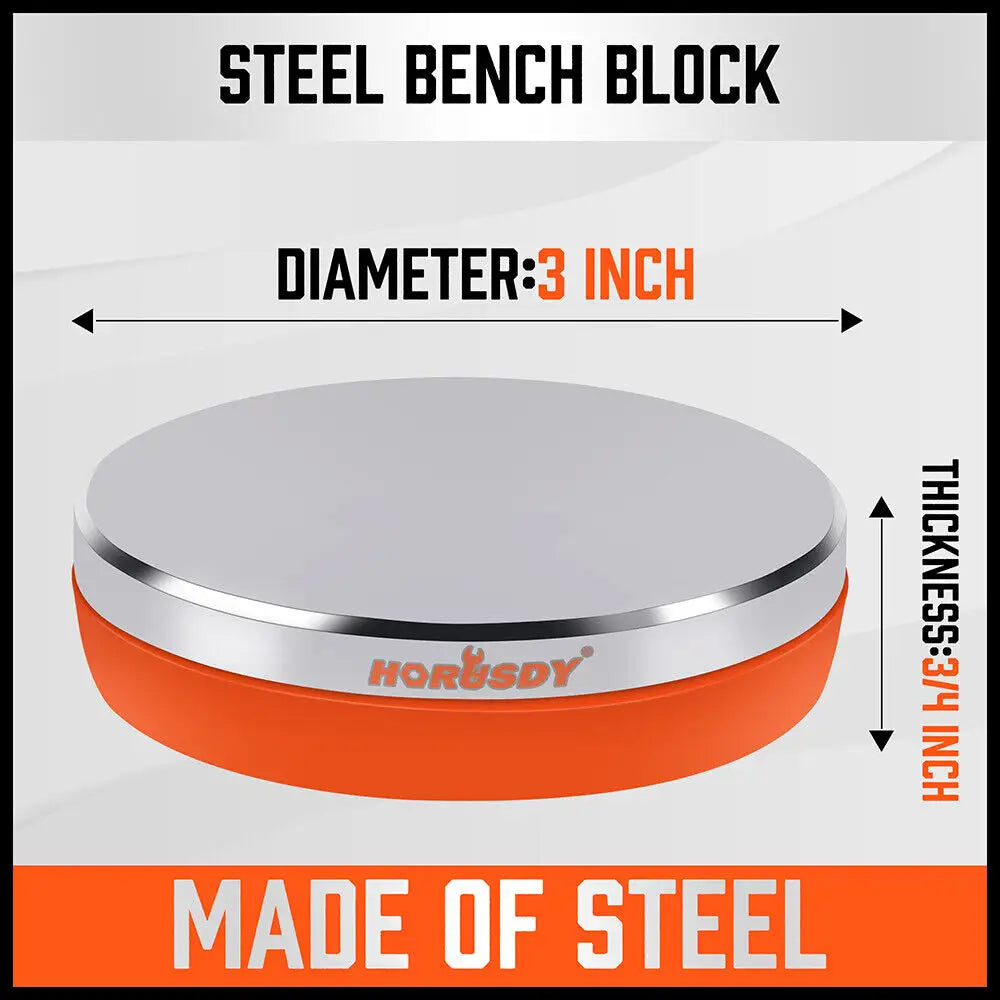 3’’ Steel Bench Block Round Jewelry Stamping Tool Mirror Polishing with 2-Punches - Home & Garden > DIY > Kitchen &