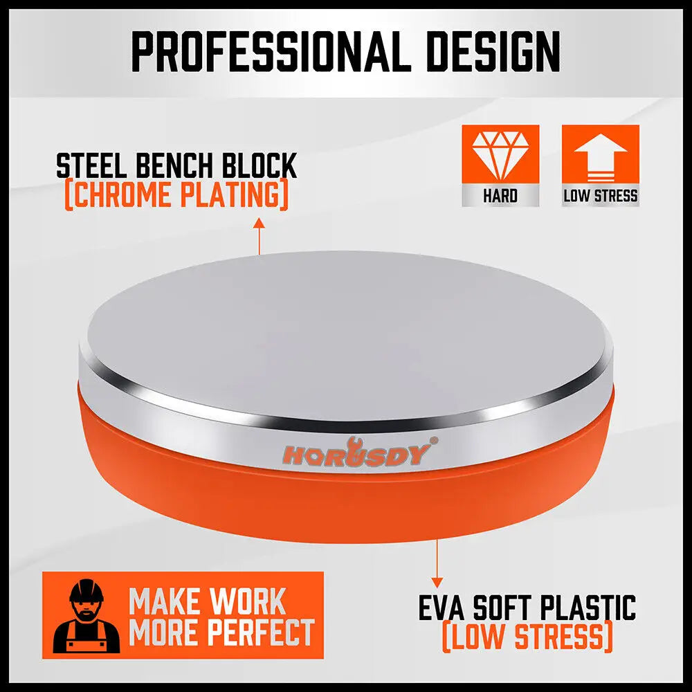 3’’ Steel Bench Block Round Jewelry Stamping Tool Mirror Polishing with 2-Punches - Home & Garden > DIY > Kitchen &
