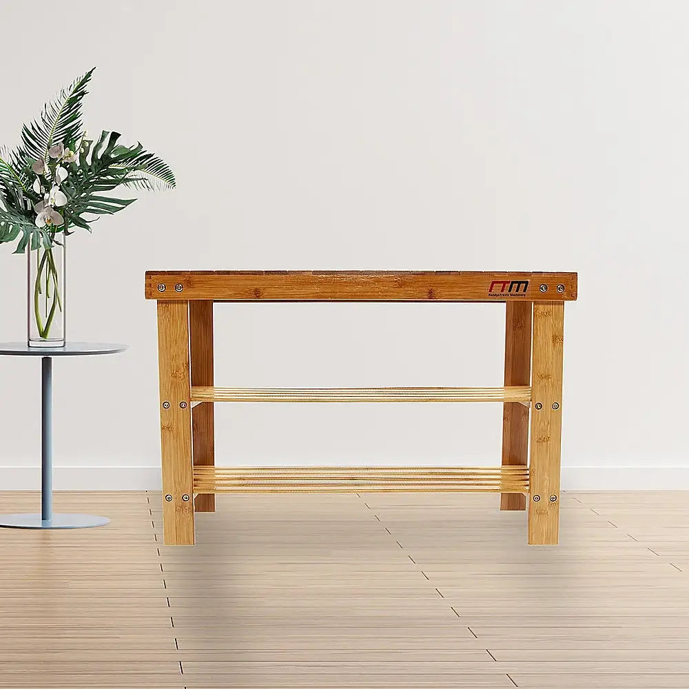 3 Tier Shoe Rack Bamboo Wooden Storage Shelf Stand Bench Cabinet Organiser - Furniture > Office