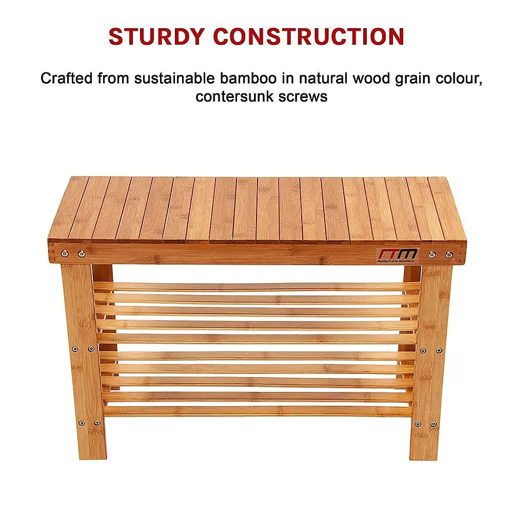 3 Tier Shoe Rack Bamboo Wooden Storage Shelf Stand Bench Cabinet Organiser - Furniture > Office