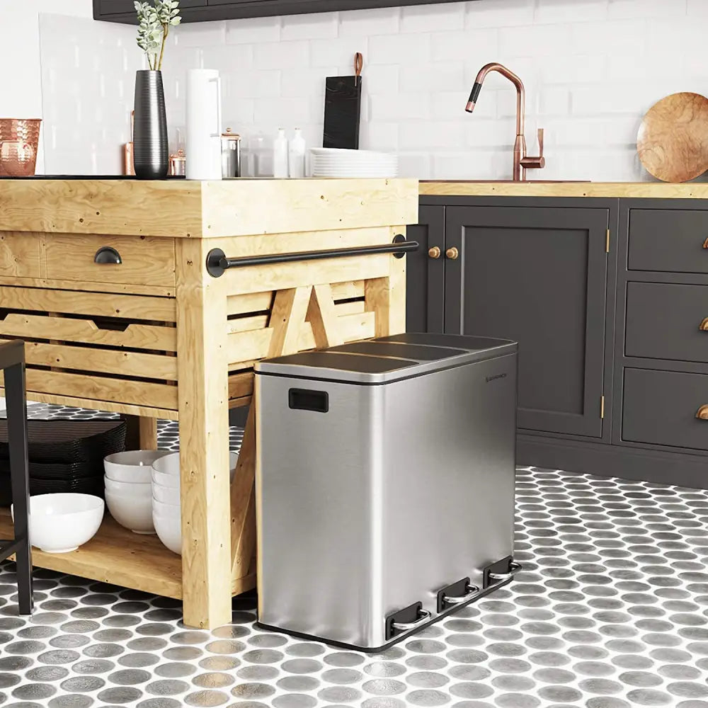 3 x 18L Kitchen Bin Waste Separation System - Home & Garden > Home & Garden Others