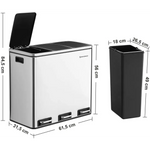 3 x 18L Kitchen Bin Waste Separation System - Home & Garden > Home & Garden Others