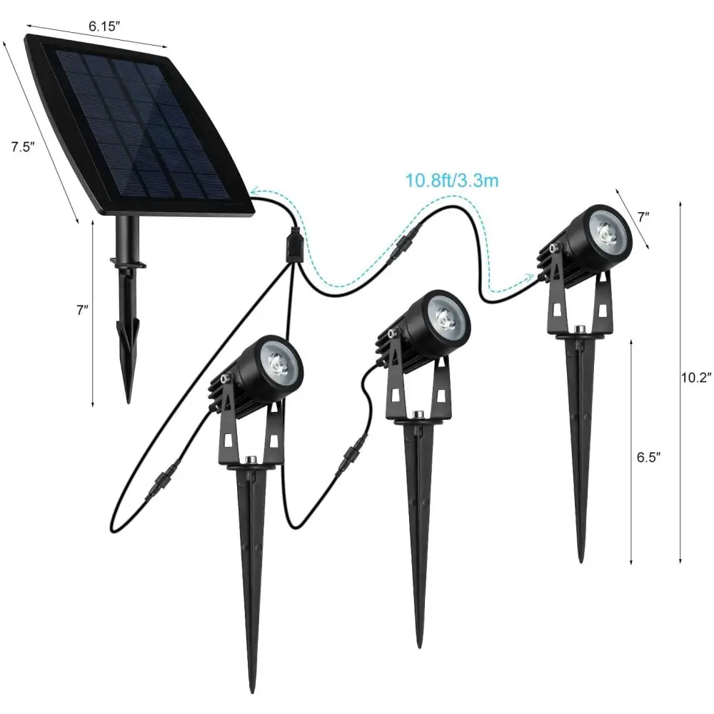 3 x LED Spotlights Powered Solar Garden Lights Outdoor Waterproof (Warm White) - Home & Garden > Garden Lights