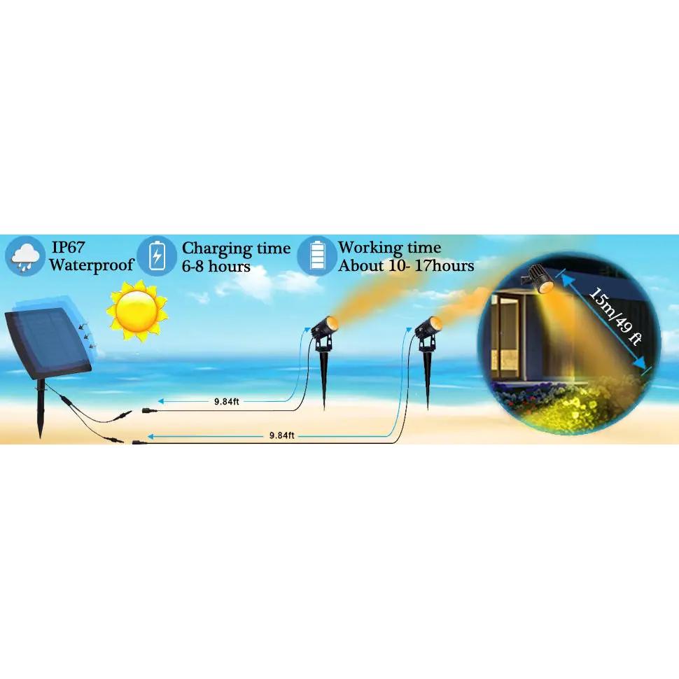 3 x LED Spotlights Powered Solar Garden Lights Outdoor Waterproof (Warm White) - Home & Garden > Garden Lights