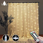 300 LEDs Window Curtain Fairy Lights 8 Modes and Remote Control for Bedroom (Warm White 300 x 300cm) - Home & Garden >