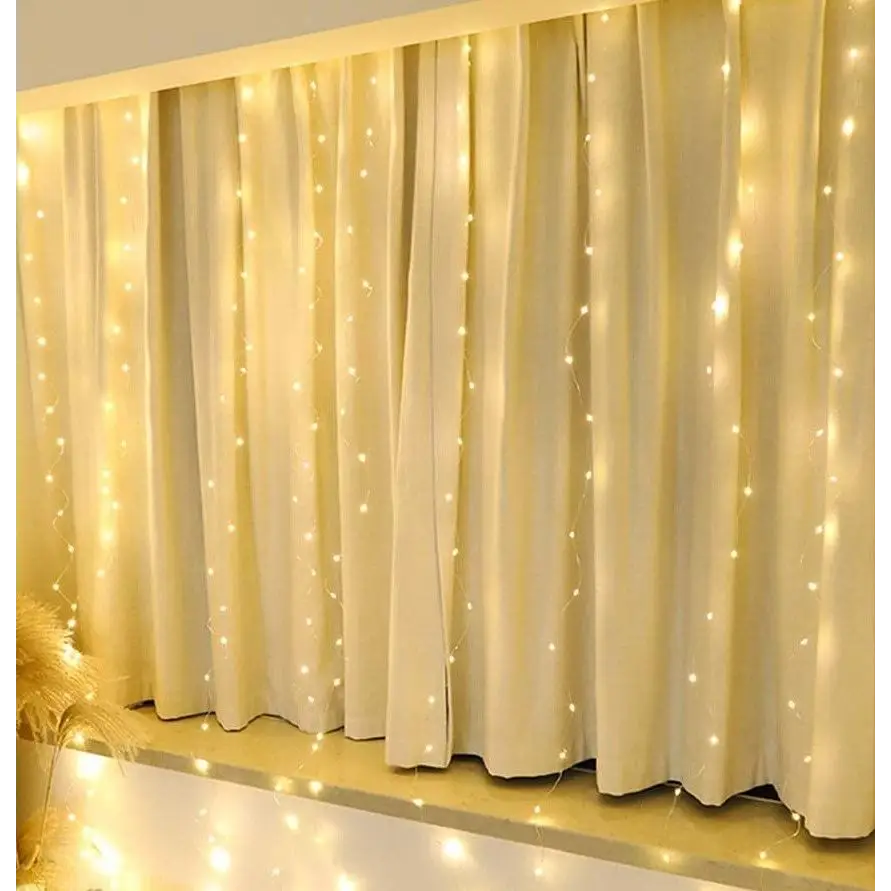300 LEDs Window Curtain Fairy Lights 8 Modes and Remote Control for Bedroom (Warm White 300 x 300cm) - Home & Garden >