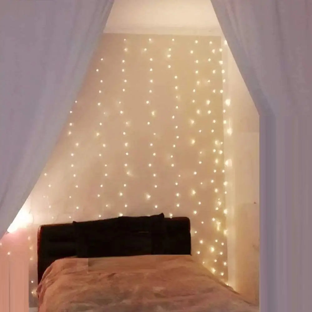 300 LEDs Window Curtain Fairy Lights 8 Modes and Remote Control for Bedroom (Warm White 300 x 300cm) - Home & Garden >