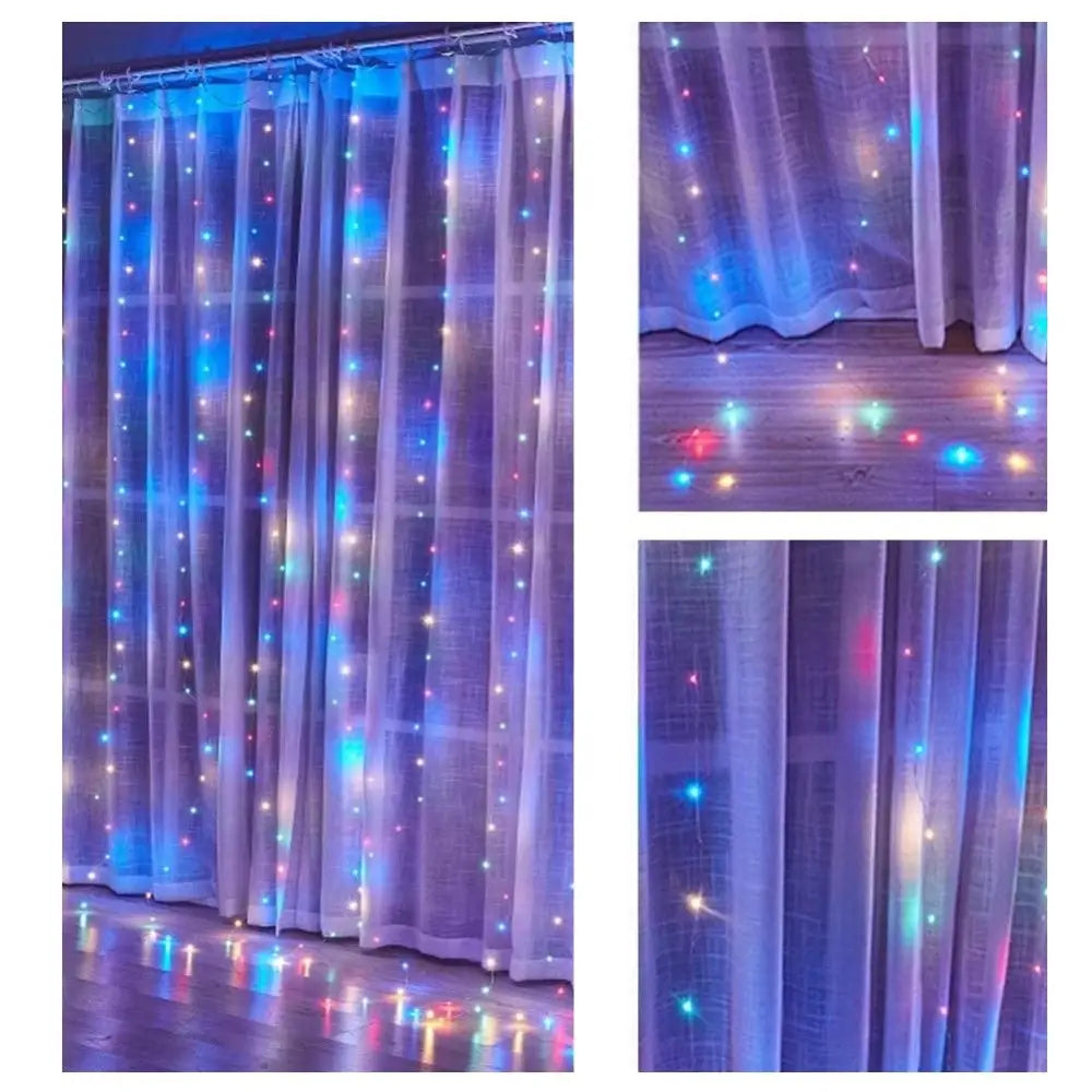 300 LEDs Window Curtain Fairy Lights 8 Modes and Remote Control for Bedroom (Multicolor 300 x 300cm) - Home & Garden >