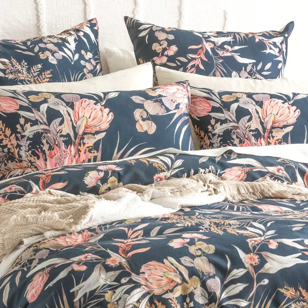 300 TC Waratah Cotton Reversible Midnight European Pillowcase by Renee Taylor - Home & Garden > Bedding > Pillowcases