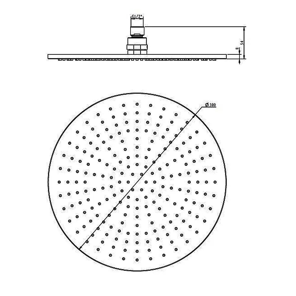 300mm Brass Shower Head Round Chrome Showerhead - Furniture > Bathroom > Shower Heads & Screens