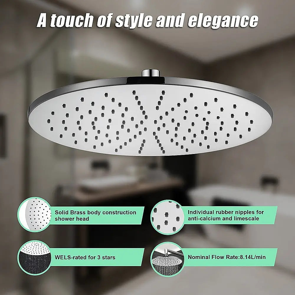 300mm Brass Shower Head Round Chrome Showerhead - Furniture > Bathroom > Shower Heads & Screens